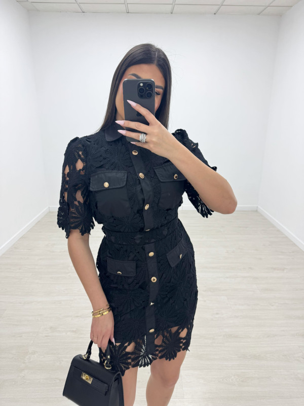 CONJUNTO FALDA PERFORADO Y BORDADO - NEGRO