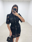 CONJUNTO FALDA PERFORADO Y BORDADO - NEGRO