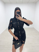 CONJUNTO FALDA PERFORADO Y BORDADO - NEGRO