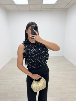 TOP LUNARES ESPALDA DESCUBIERTA - NEGRO