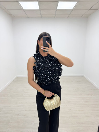 TOP LUNARES ESPALDA DESCUBIERTA - NEGRO