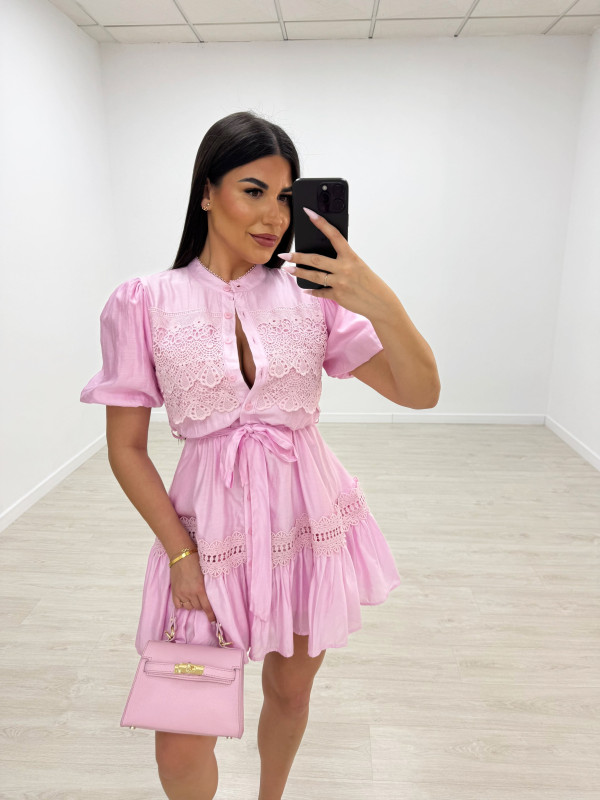 VESTIDO MINI EXCLUSIVO BORDADO - ROSA