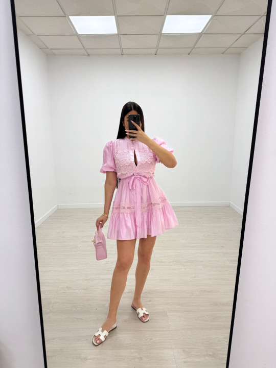 VESTIDO MINI EXCLUSIVO BORDADO - ROSA