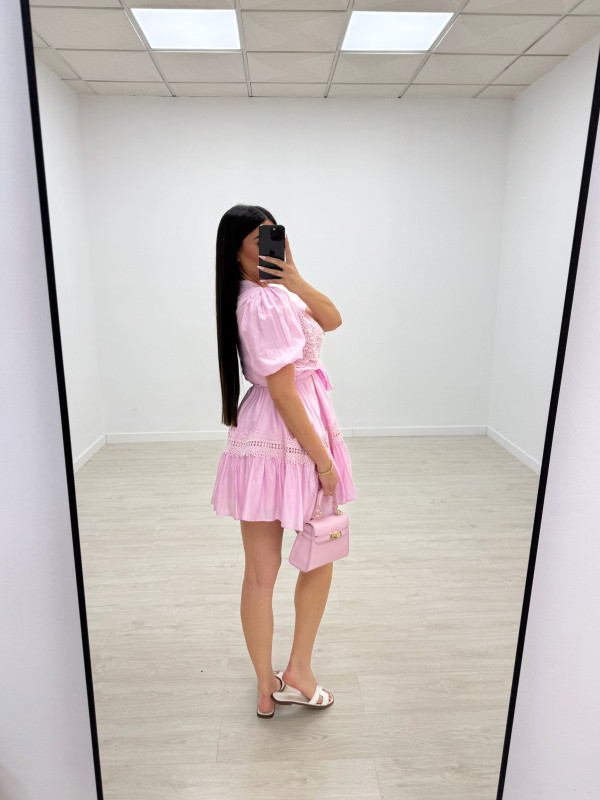 VESTIDO MINI EXCLUSIVO BORDADO - ROSA