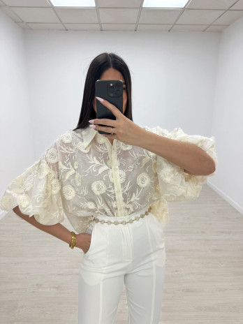 BLUSA BORDADA PREMIUM - BEIGE
