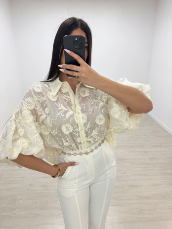 BLUSA BORDADA PREMIUM - BEIGE