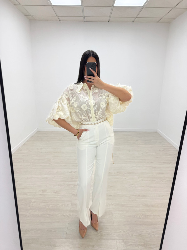 BLUSA BORDADA PREMIUM - BEIGE