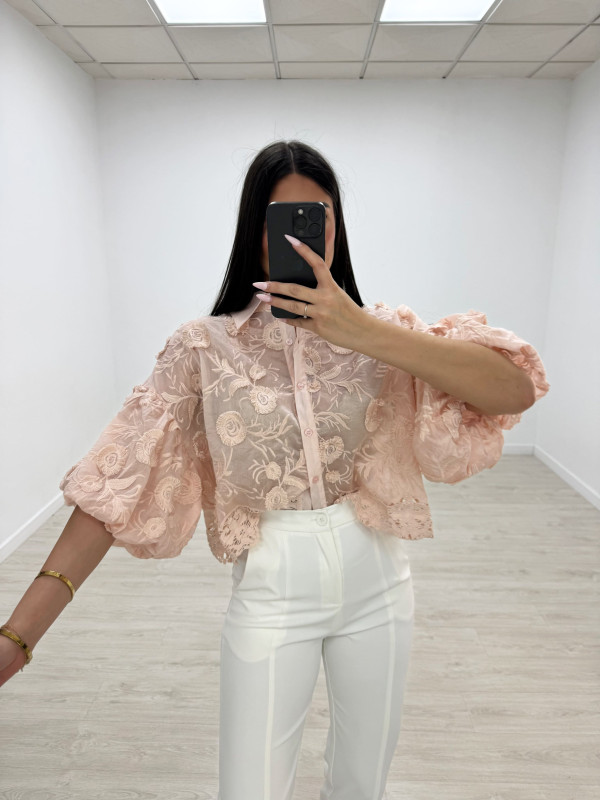 BLUSA BORDADA PREMIUM - ROSA