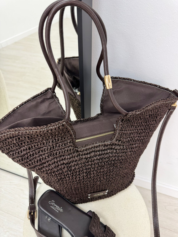 BOLSO EXCLUSIVO RAFIA - MARRÓN