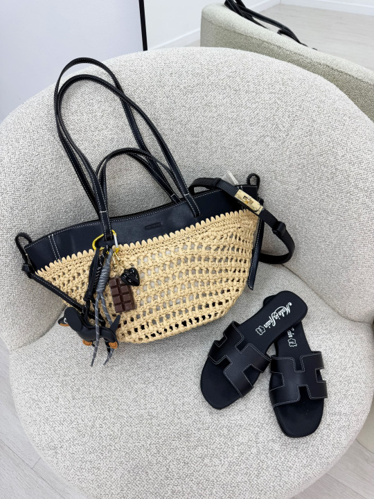 BOLSO POLENE PREMIUM - NEGRO (PIEL 100%)