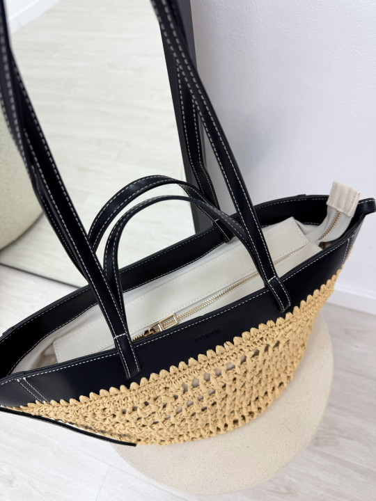 BOLSO POLENE PREMIUM - NEGRO (PIEL 100%)