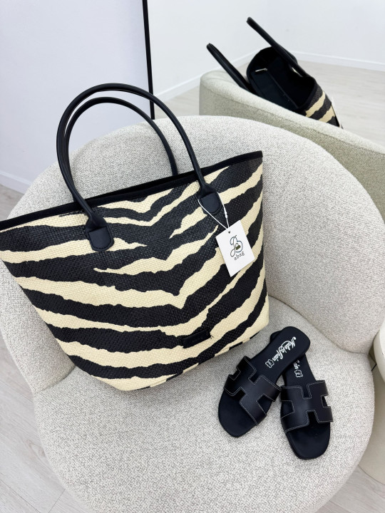 BOLSO SHOPPER CEBRA - NEGRO