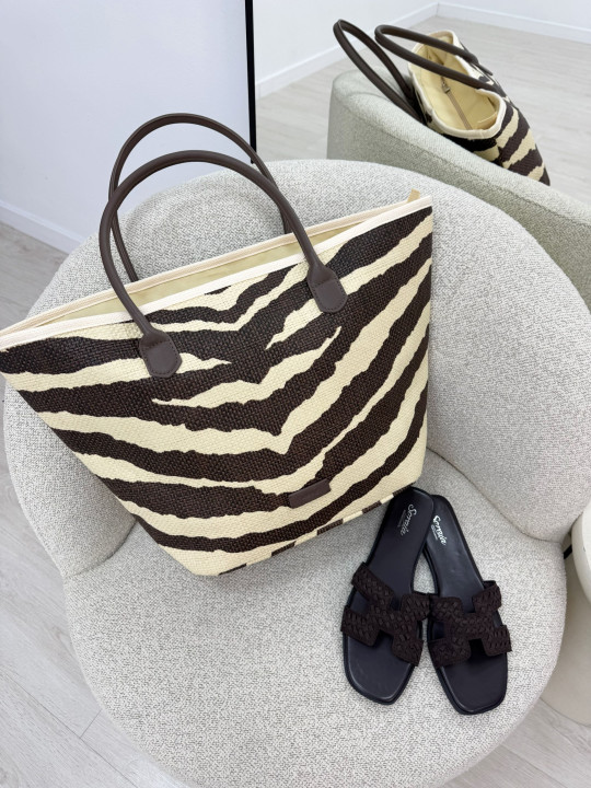 BOLSO SHOPPER CEBRA - MARRÓN
