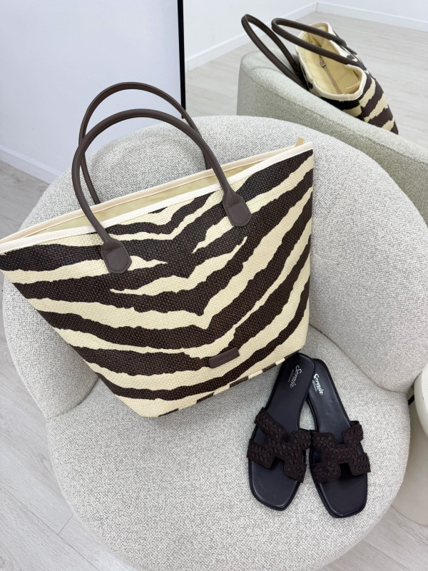 BOLSO SHOPPER CEBRA - MARRÓN