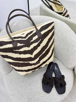 BOLSO SHOPPER CEBRA - MARRÓN