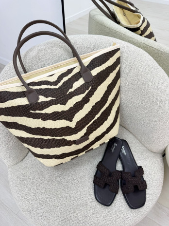 BOLSO SHOPPER CEBRA - MARRÓN