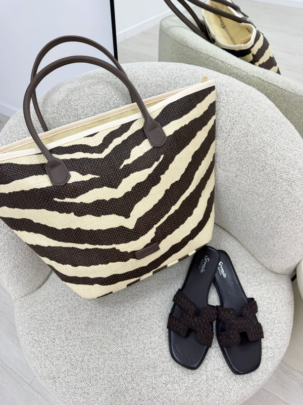 BOLSO SHOPPER CEBRA - MARRÓN