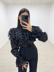 CAMISA VOLANTE LUNARES - NEGRA
