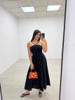 VESTIDO PANEL DE ABEJA POPELÍN - NEGRO