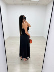 VESTIDO PANEL DE ABEJA POPELÍN - NEGRO