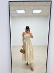 VESTIDO PANEL DE ABEJA POPELÍN - BEIGE