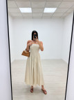 VESTIDO PANEL DE ABEJA POPELÍN - BEIGE