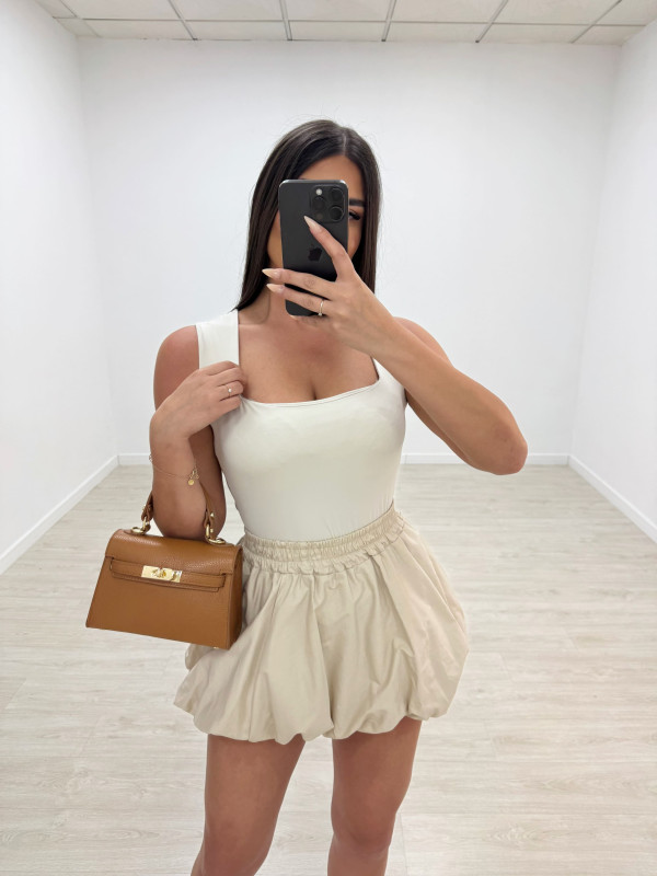 FALDA MINI GLOBO - BEIGE