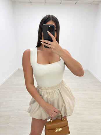 FALDA MINI GLOBO - BEIGE