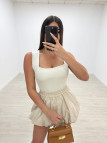 FALDA MINI GLOBO - BEIGE