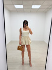 FALDA MINI GLOBO - BEIGE