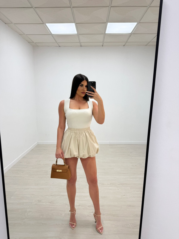 FALDA MINI GLOBO - BEIGE
