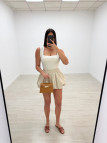 FALDA MINI GLOBO - BEIGE