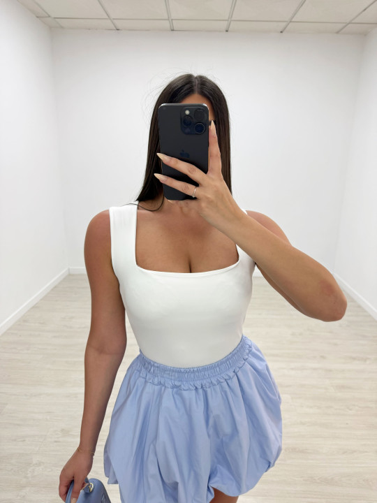 FALDA MINI GLOBO - CELESTE