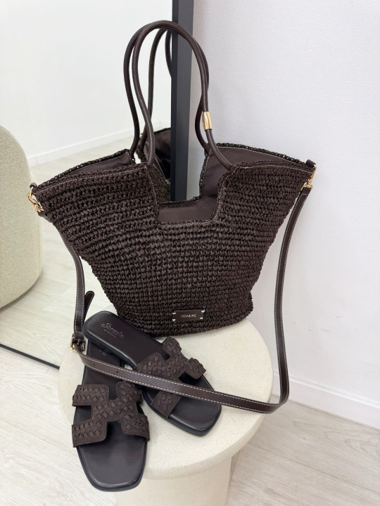 BOLSO EXCLUSIVO RAFIA - MARRÓN