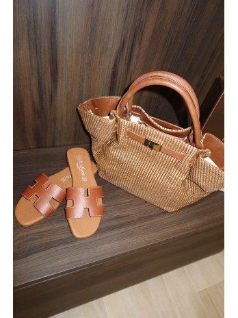 BOLSO DEMELLIER RAFIA - MARRÓN