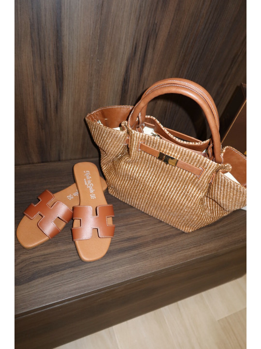 BOLSO DEMELLIER RAFIA - MARRÓN