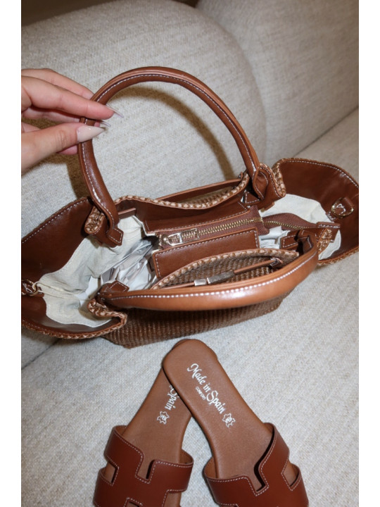 BOLSO DEMELLIER RAFIA - MARRÓN