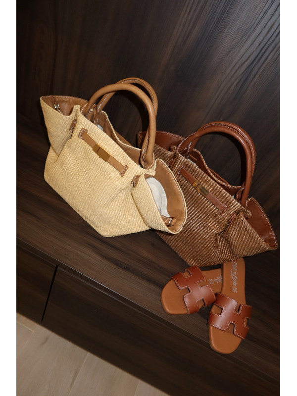 BOLSO DEMELLIER RAFIA - MARRÓN