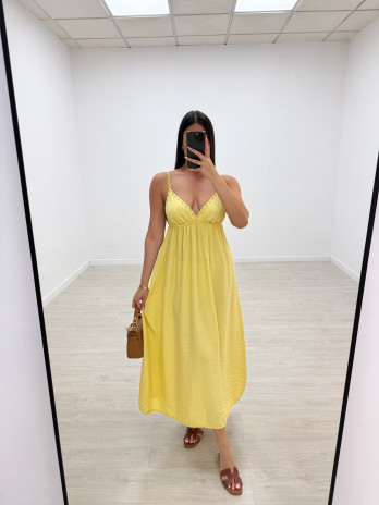 VESTIDO TACHAS - AMARILLO