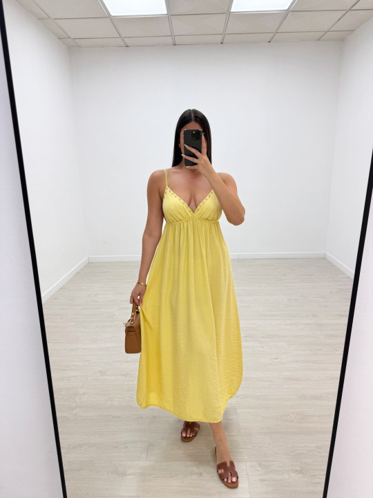 VESTIDO TACHAS - AMARILLO