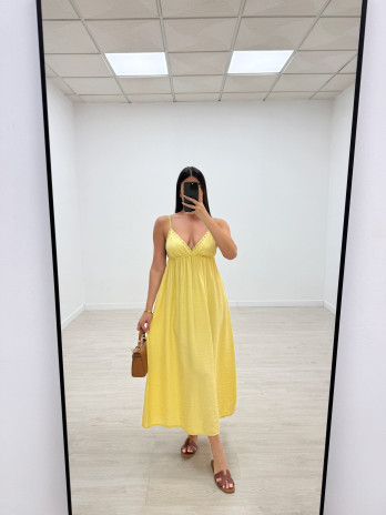 VESTIDO TACHAS - AMARILLO