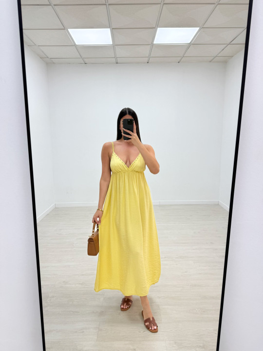 VESTIDO TACHAS - AMARILLO