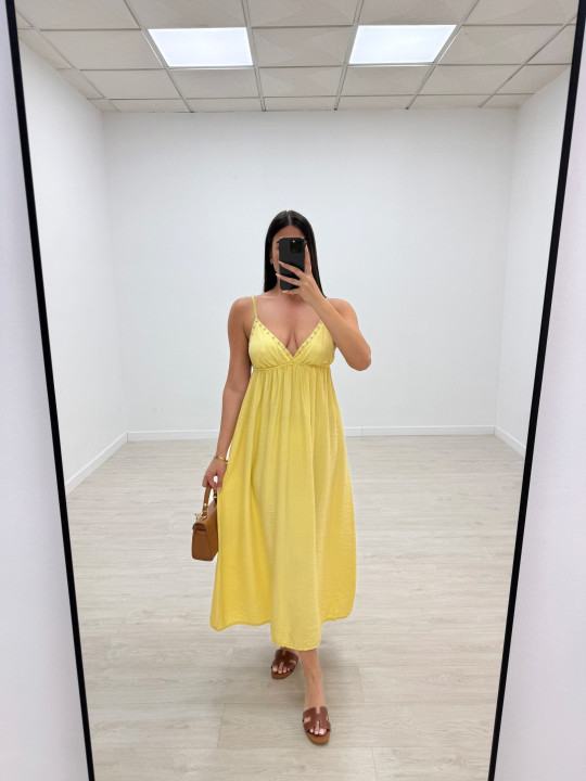 VESTIDO TACHAS - AMARILLO