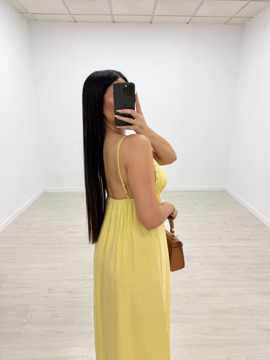 VESTIDO TACHAS - AMARILLO