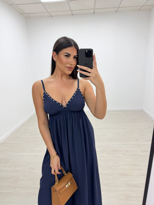 VESTIDO TACHAS AZUL - MARINO