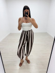 PANTALÓN GLOBO RAYAS - MARRÓN + BEIGE