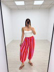 PANTALÓN GLOBO RAYAS - ROSA + NARANJA