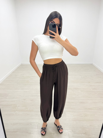 PANTALÓN GLOBO BASIC - MARRÓN