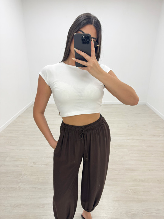 PANTALÓN GLOBO BASIC - MARRÓN
