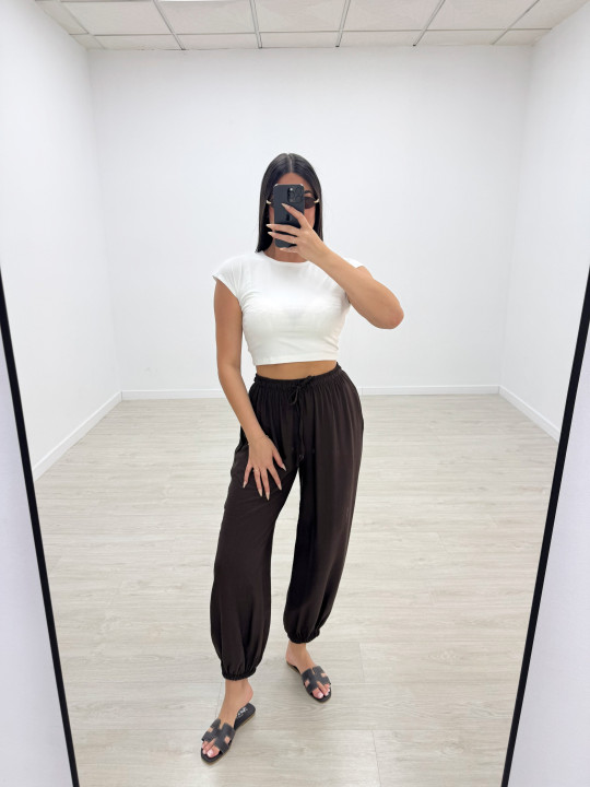 PANTALÓN GLOBO BASIC - MARRÓN